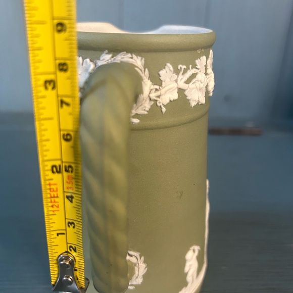 Vintage Wedgwood Green Jasper Mug/Pitcher | Cream Greek Figures - Picture 5 of 8